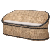 bali & pari Emiliana Natural Rattan Loveseat - Handwoven Wicker Sofa with Two-Tone Woven Detailing and Cushion, Boho Coastal Seating for Living Room or Sunroom Baxton Studio restaurant furniture, hotel furniture, commercial furniture, wholesale living room furniture, wholesale loveseat, classic loveseat
